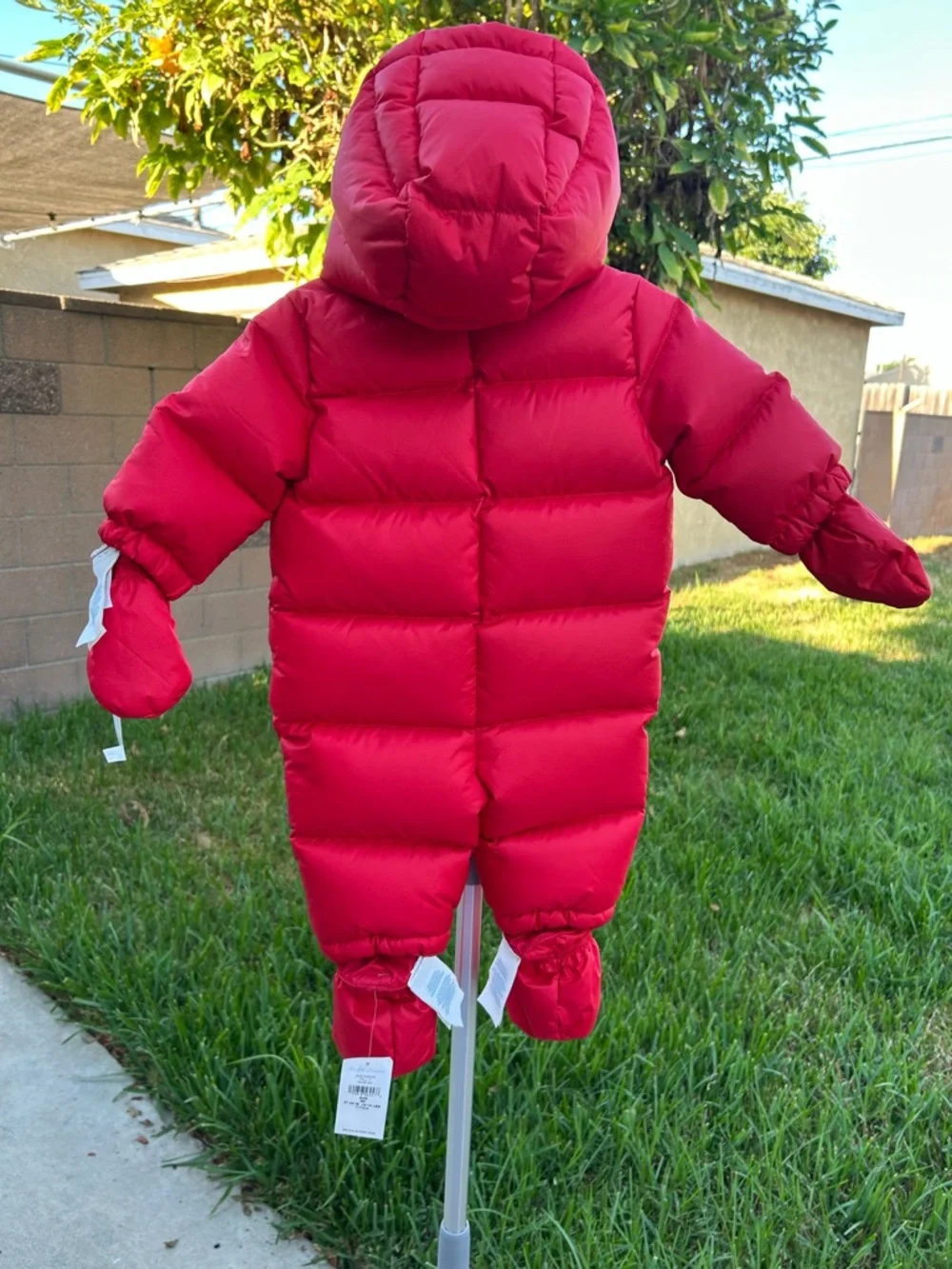 Ralph Lauren Red Quilted Puffer One-Piece Footie